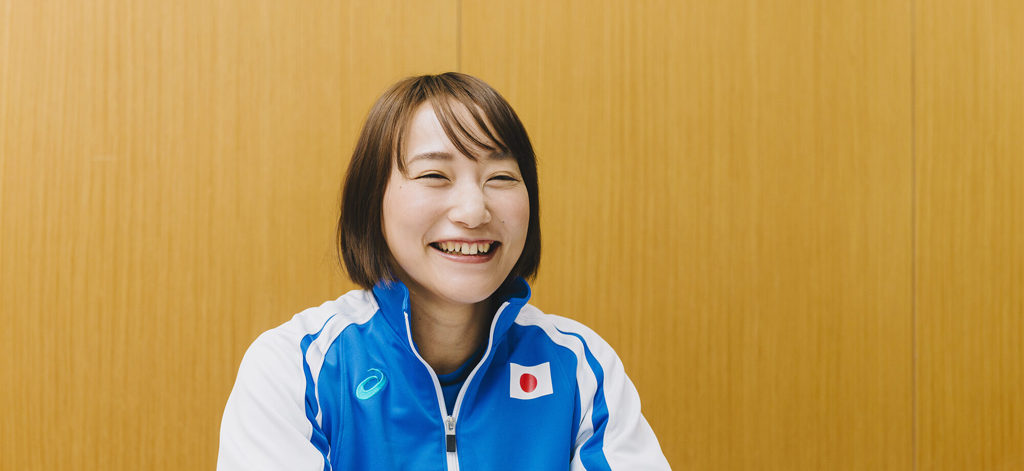 廣瀬順子選手のインタビュー時の笑顔の様子